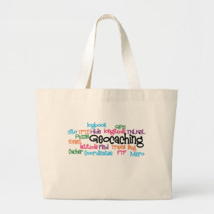 Geocaching Word Collage Large Tote Bag