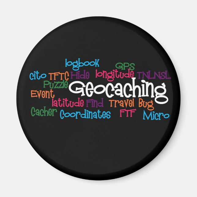 Geocaching Word Collage Magnet (Front)