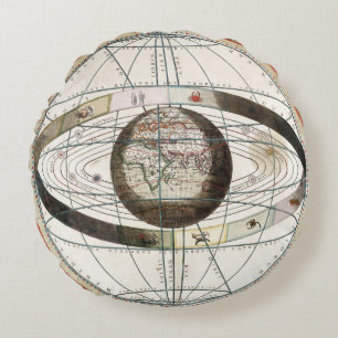 Geocentric model round pillow