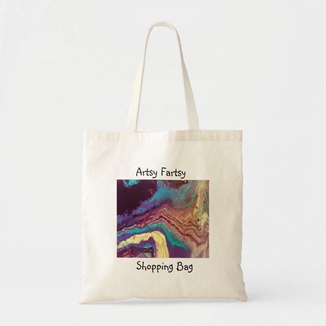 Geode Acrylic Pour Shopping Bag with saying (Front)