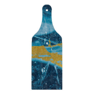 Geode Agate Gemstone Blue and Gold Cutting Board