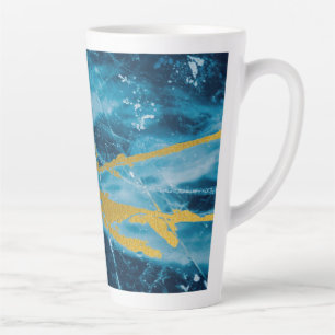 Geode Agate Gemstone Blue and Gold Latte Mug