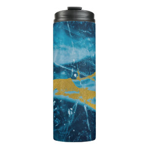 Geode Agate Gemstone Blue and Gold Thermal Tumbler