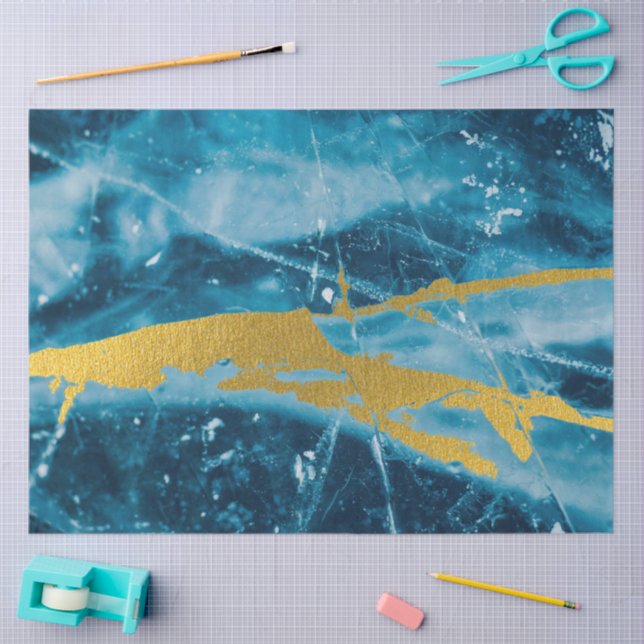 Geode Agate Gemstone Blue and Gold Tissue Paper (Craft)