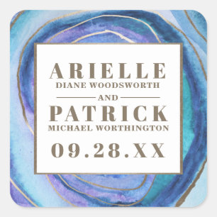 Géode Agate Gemstone Wedding Favor Stickers