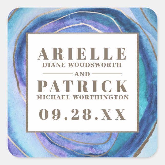 Géode Agate Gemstone Wedding Favor Stickers (Devant)