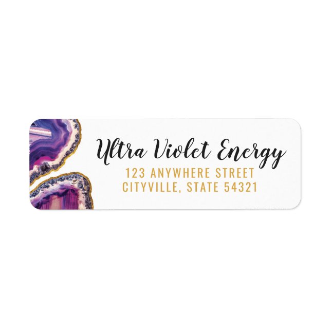 Geode Agate Slice Gem Ultra Violet Return Address (Front)