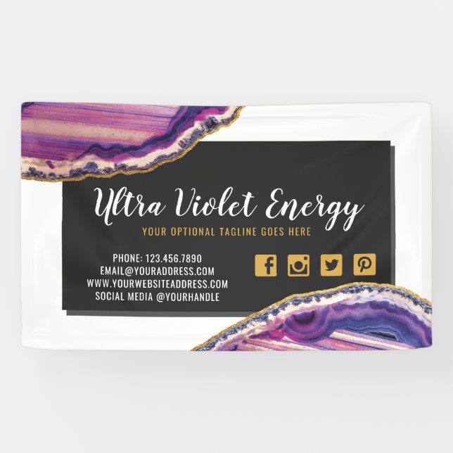 Geode Agate Slice Gemstone Ultra Violet Purple Banner (Horizontal)