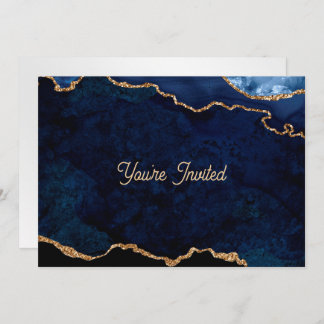 Geode Blue Gilded Birthday Invitation