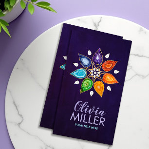 Geode Chakras Mandala - Lotus Petals Business Card