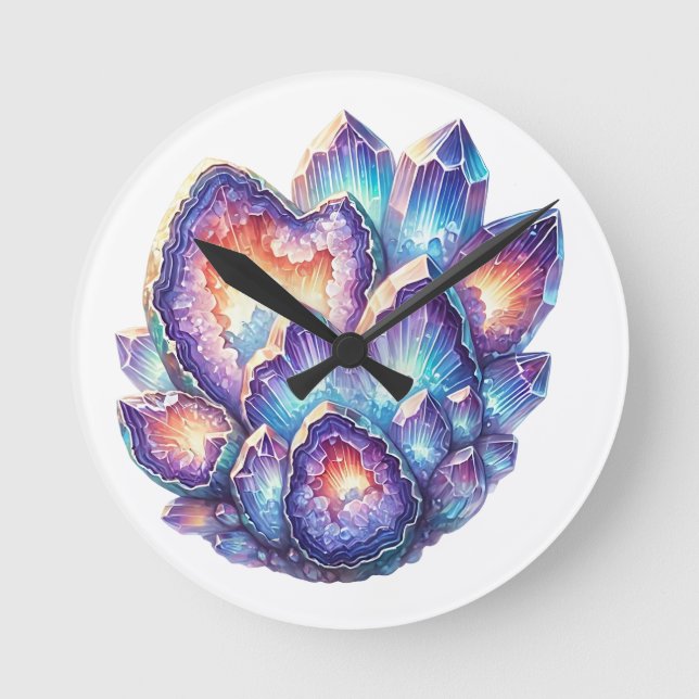 Geode Crystal Cluster Round Clock (Front)