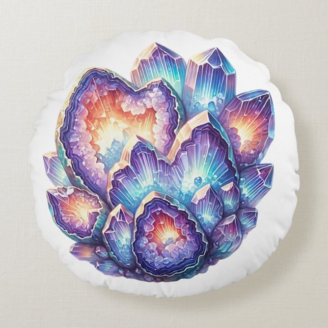 Geode Crystal Cluster Round Pillow (Front)