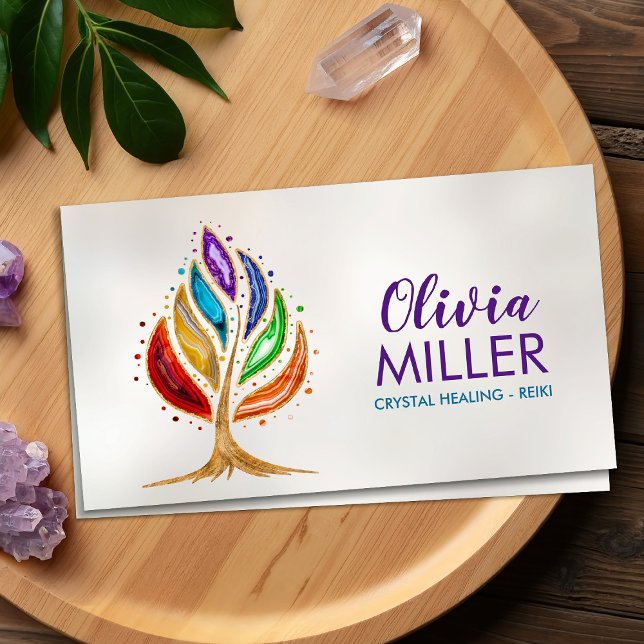Geode Crystals Chakras Tree Business Card (Creator Uploaded)