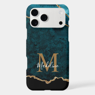Géode d'agate de marbre sarcelle élégant Monogramm