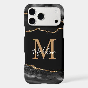 Géode d'agate noire et dorée Monogramme iPhone