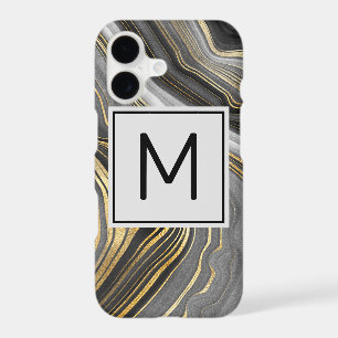 Géode d'or et de gris moderne Monogramme minéral