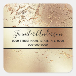 Geode faux gold metallic shimmer marble texture square sticker