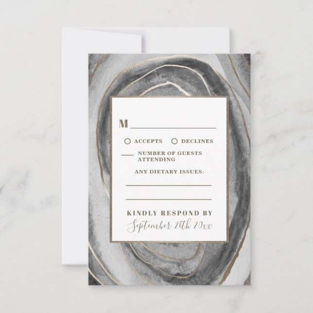 Géode Gemstone Agate Wedding Cartes RSVP (Devant)