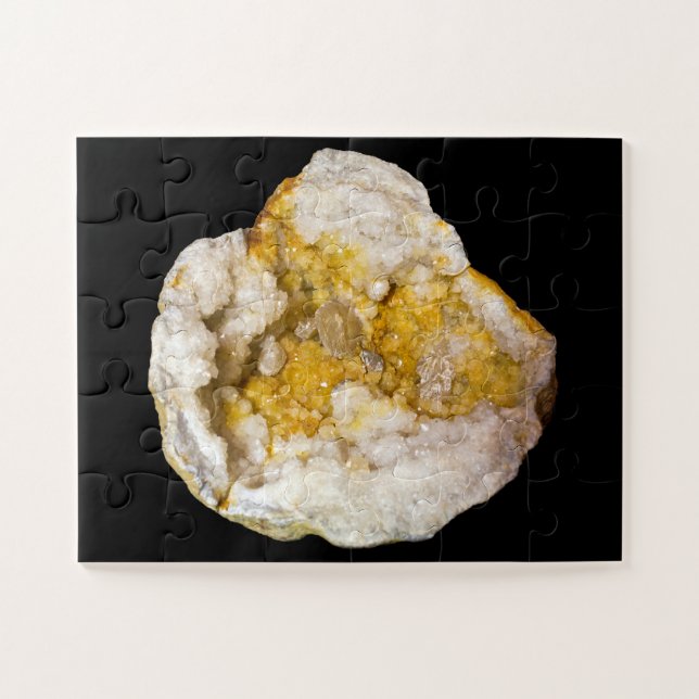 Geode Half White and Yellow Crystals Rock Photo Jigsaw Puzzle (Horizontal)