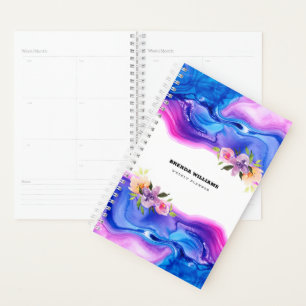 Geode ink texture floral accent planner