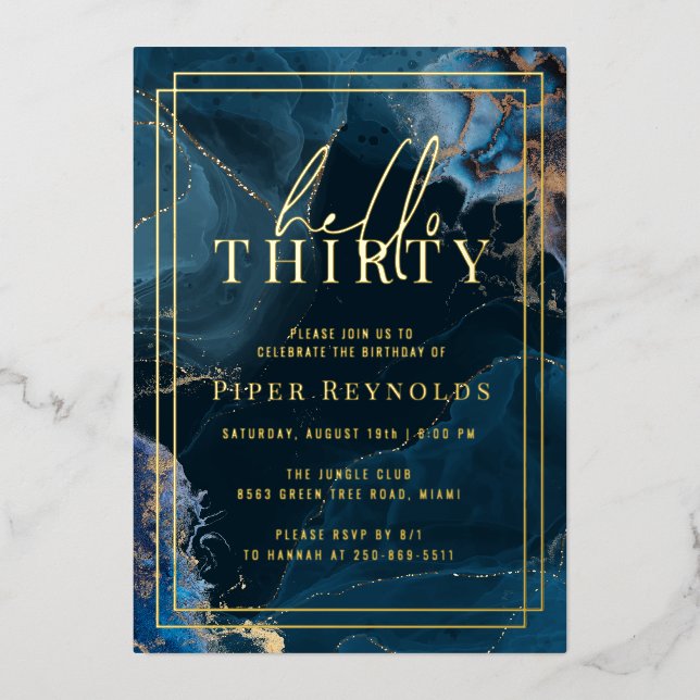 Geode Marble | Gold Navy 30th Birthday (Front)