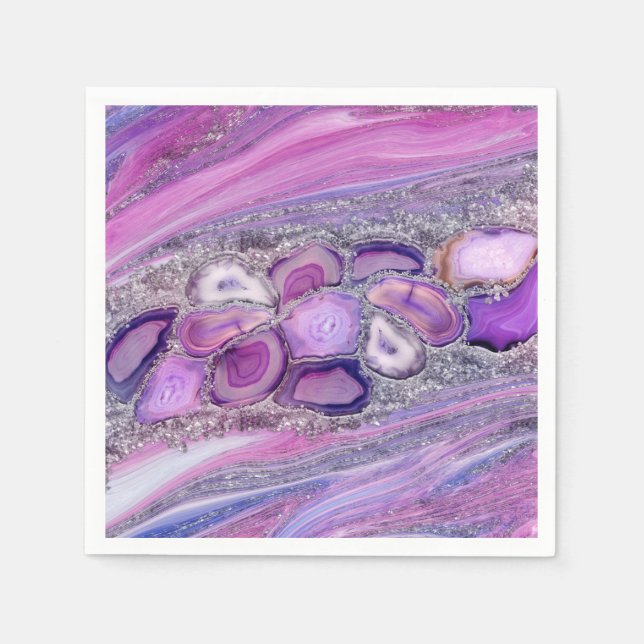 Geodes crystal Flow - Purple and Violet Napkin (Front)