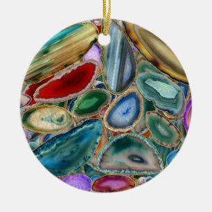 Geodes crystal pattern - Multicolor Ceramic Ornament