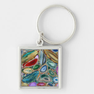 Geodes crystal pattern - Multicolor Keychain