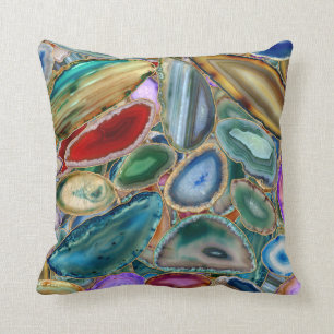 Geodes crystal pattern - Multicolor Throw Pillow