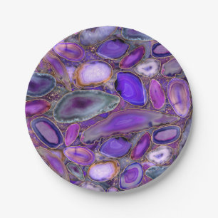Geodes crystal pattern - Purple and Violet Paper Plate