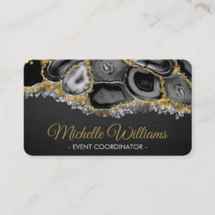 Geodes crystals  - Black and Gold Business Card
