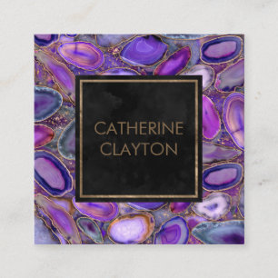 Geodes crystals  - Purple and Violet  Square Business Card