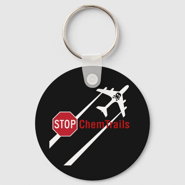 Geoengineering Plane Chemtrails Climate Control Keychain (Front)