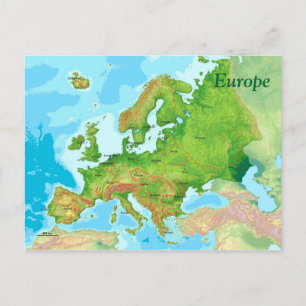 Geographic map of Europe Postcard
