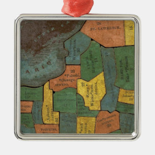 Geographical Analysis of the State of New York Metal Ornament