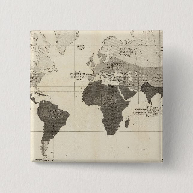 Geographical Distribution of Vegetation 2 Inch Square Button (Front)