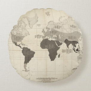 Geographical Distribution of Vegetation Round Pillow