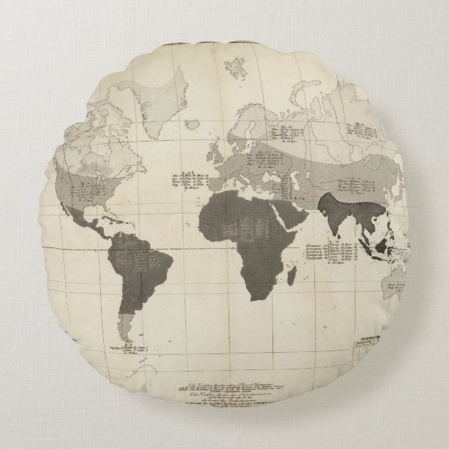 Geographical Distribution of Vegetation Round Pillow (Front)