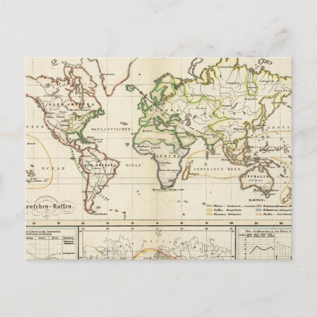 Geographical spread of the human race postcard (Front)