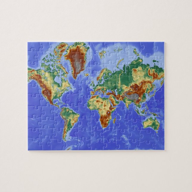 Geographical World Atlas Map Continents Jigsaw Puzzle (Horizontal)
