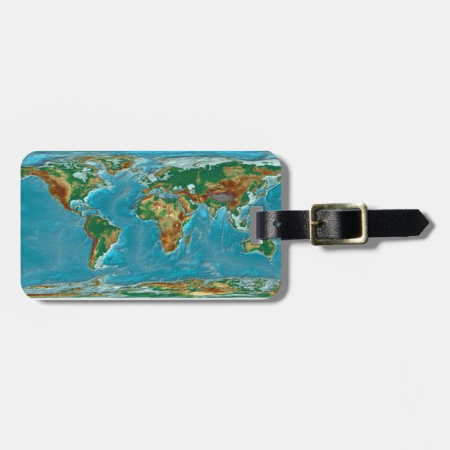 Geographical World Map Luggage Tag (Front Horizontal)