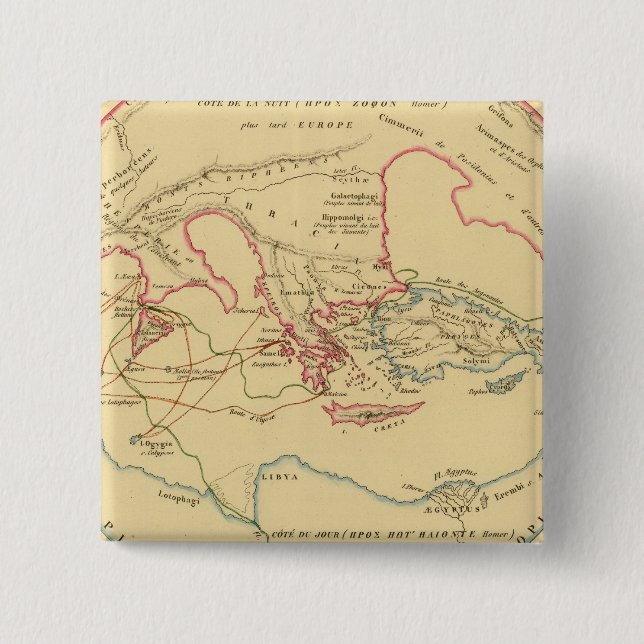 Geographie des Grecs Primitive 2 Inch Square Button (Front)