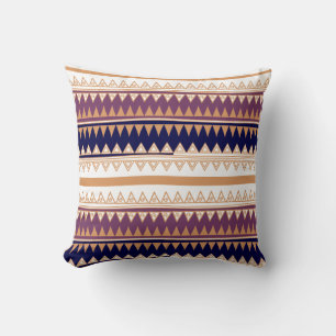 Geography Plum, Peach, Navy and Eggshell  Throw Pillow