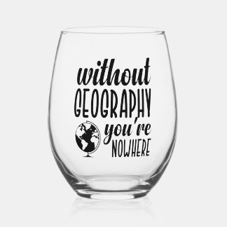 Geography Stemless Wine Glass