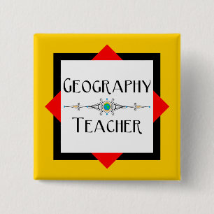 Geography Teacher Colour Block 2 Inch Square Button