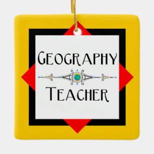 Geography Teacher Colour Block Ceramic Ornament
