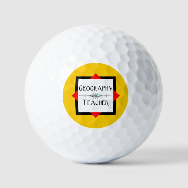 Geography Teacher Colour Block Golf Balls (Front)