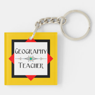 Geography Teacher Colour Block Keychain
