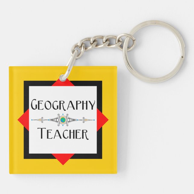 Geography Teacher Colour Block Keychain (Back)