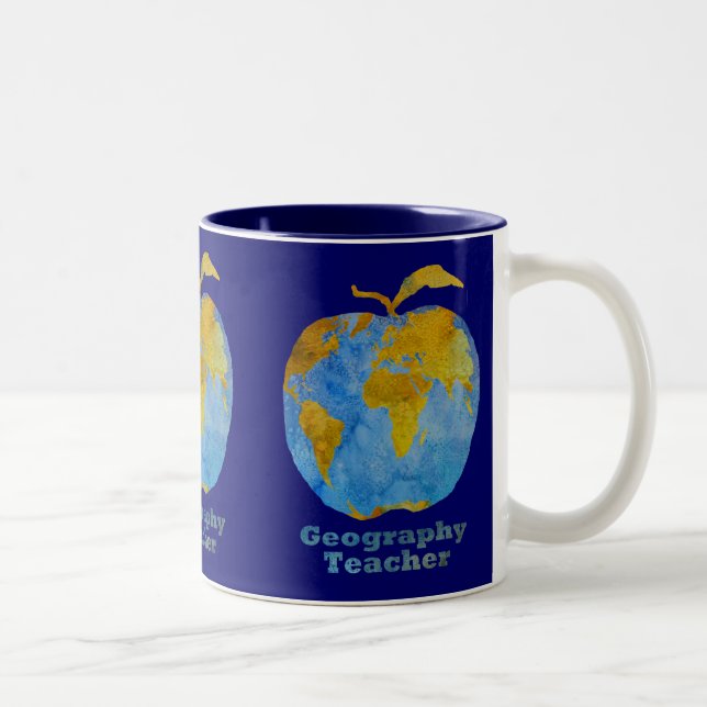 Geography Teacher's Apple Two-Tone Coffee Mug (Right)